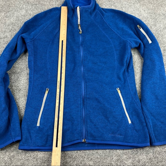 Eddie Bauer Sweater Womens medium Blue Fleece 1/4 Zip Pullover Outdoors - Picture 2 of 8
